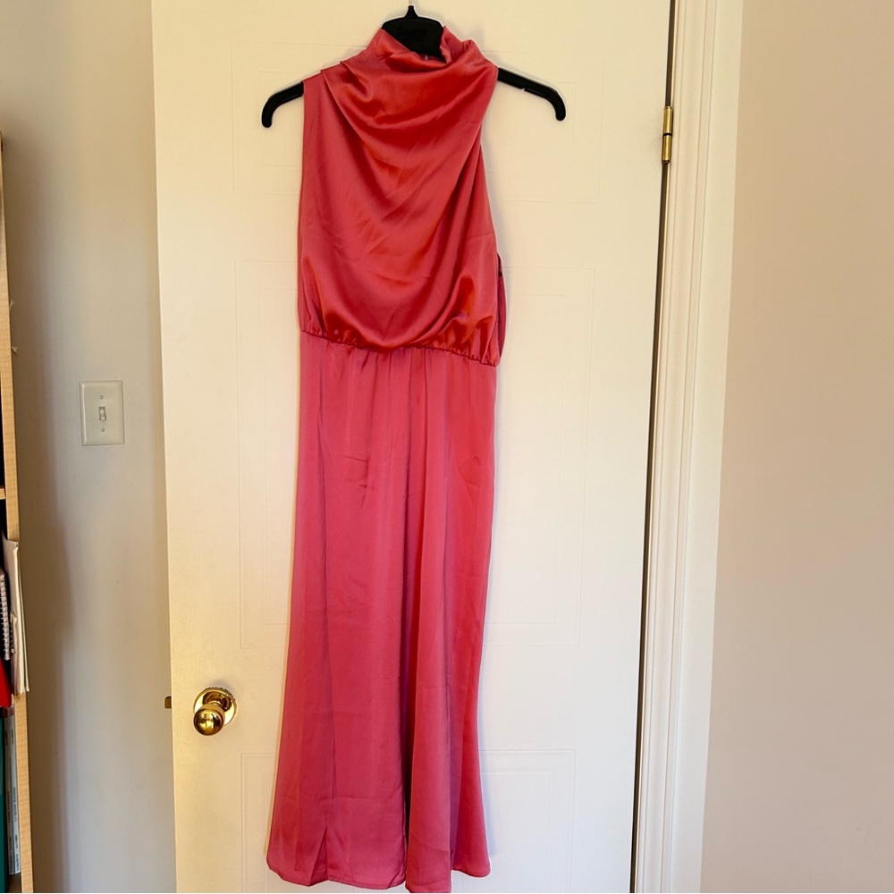 Candy Pink Asymmetrical Sleeveless Cocktail Midi Summer Dress